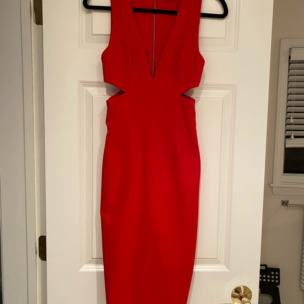 Alice and Olivia Red dress with cut outs
